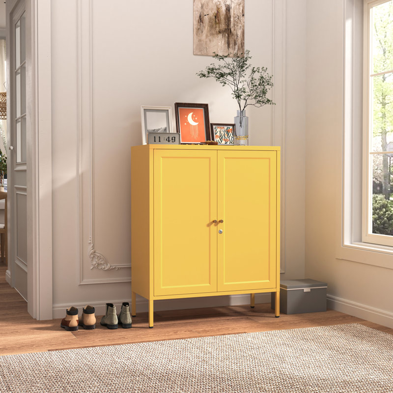 Armoire de rangement verrouillable en métal 2 portes, porte carrée en acier estampé avec 2 tablettes réglables, organisateur multifonctionnel pour l'école de bureau à domicile