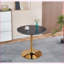31,5 po doré Table basse noire Mid-Century, plateau rond en panneau de fibres à densité moyenne, base à piédestal stable, facile à nettoyer