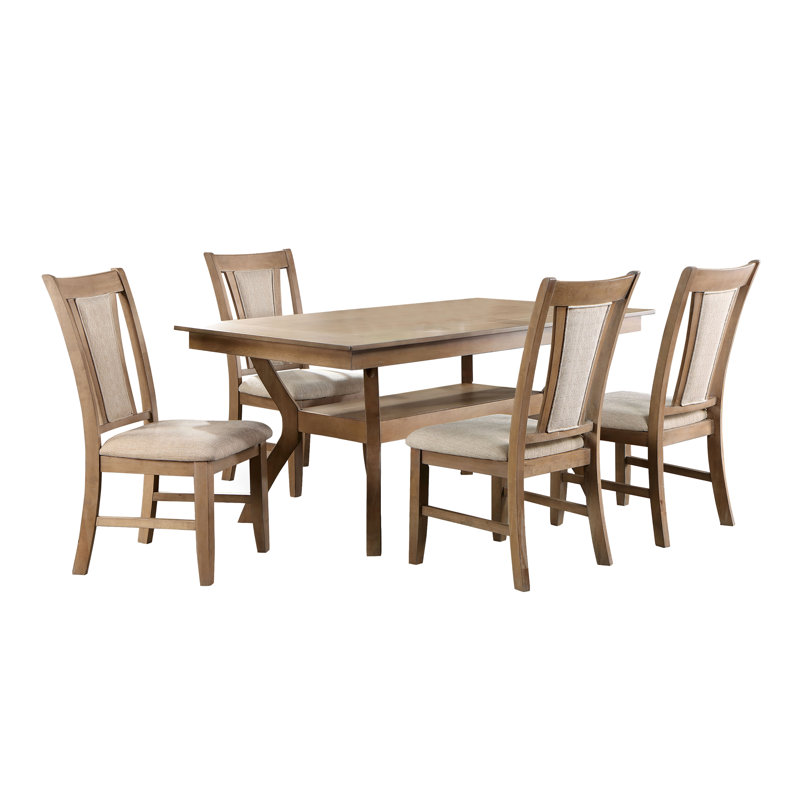 Ensemble de table de salle à manger 5 pièces Gabaldon, Ensemble de cinq pièces : table, quatre chaises, Crème