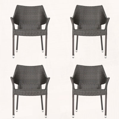 Set of 4 Stackable Outdoor Chairs – Polyethylene Rattan, Fully Assembled