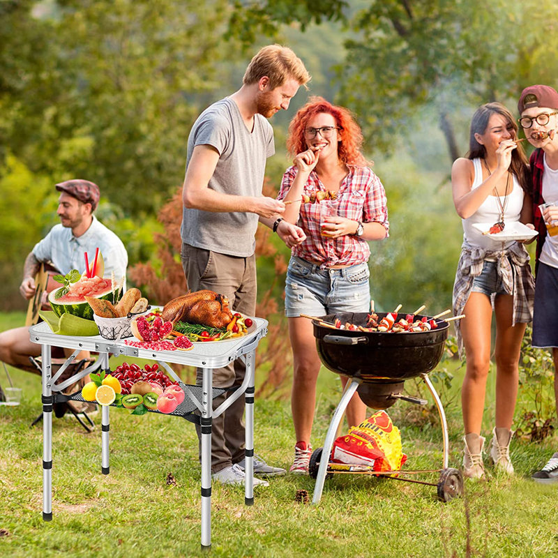 Caelee Rectangular Wood Metal Folding Outdoor Picnic Table , 15.75'' in. W 23.62'' in. D