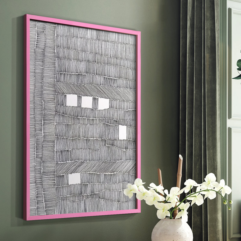 «Tedious I», reproduction encadrée - bois massif, Rose, H 10 po x l 8 po