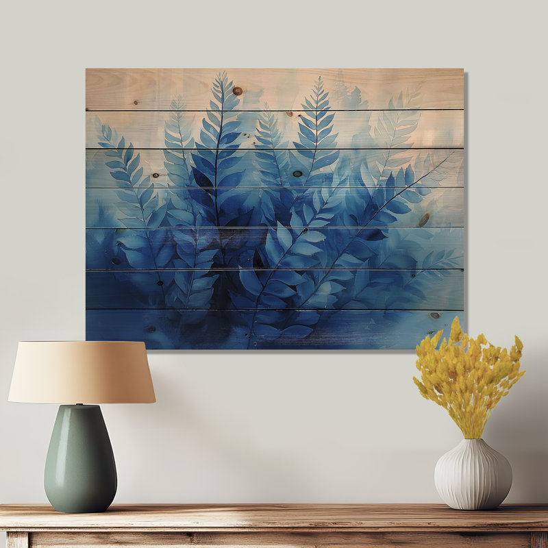 Fougère dorée douce brise - Art mural en bois de fougères - sur bois de pin naturel, H 10 po x l 20 po