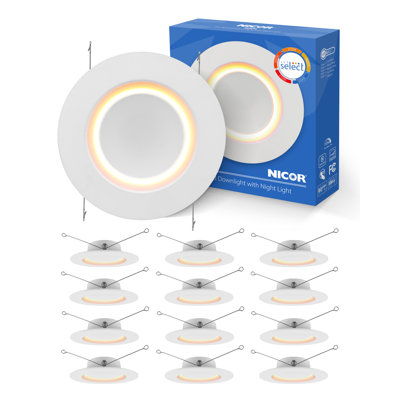 5"/6" White Baffle Selectable LED Downlight With Night Light Feature (12-Pack)