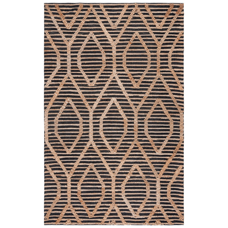 Natural Fiber Flat Weave Jute And Cotton Geometric Rug, Square 6'