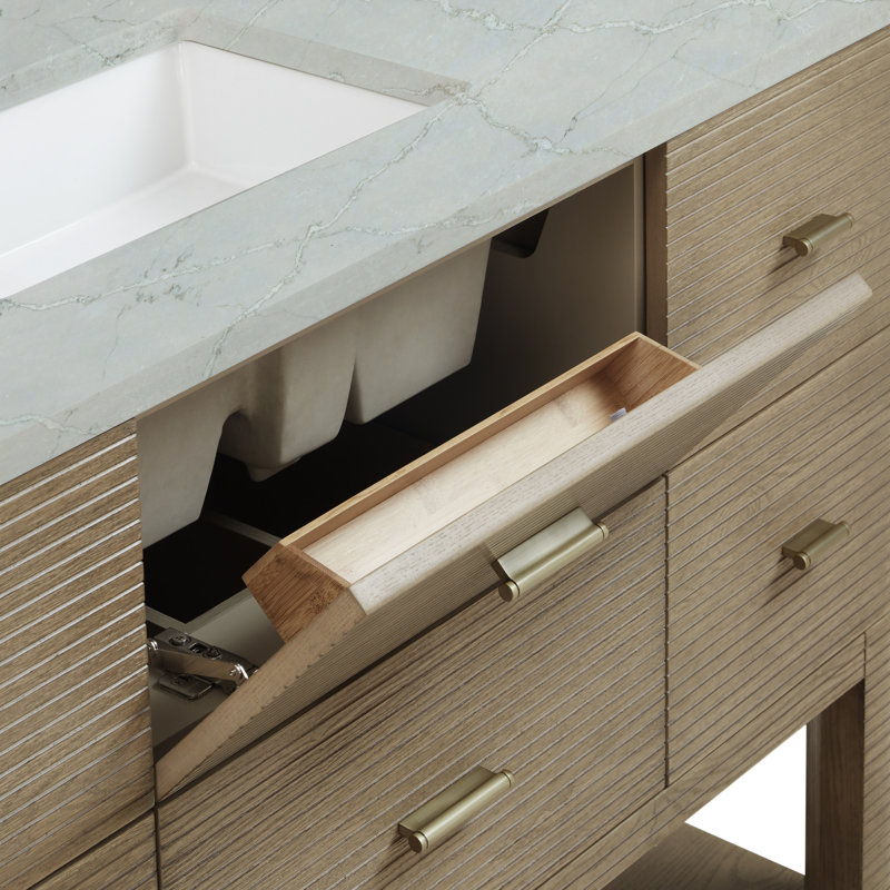 Lucian 48 in. Handmade Single Vanity, Pebble Oak, Victorian Silver