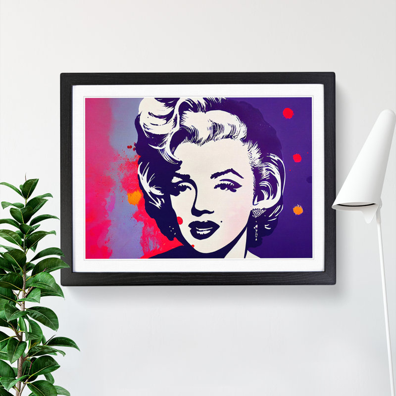 Pop Marilyn Monroe Vol.2 Abstract - Single Picture Frame Print, 46cm H x 64cm W x 2cm D, Black