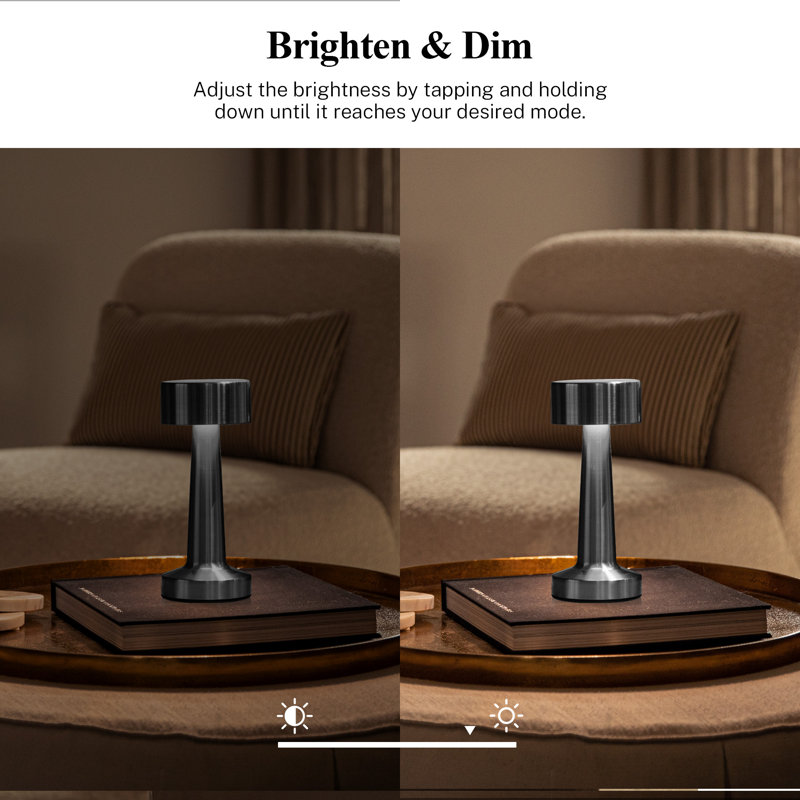 Ensemble de 2 lampes de table Bell + Howell Chelsea à DEL rechargeables, Argent argent