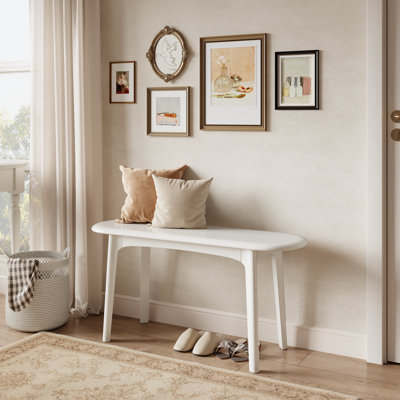 Addisin Agripina Minimalist Solid Wood Benches with Curved Design for Entryway & Living Room