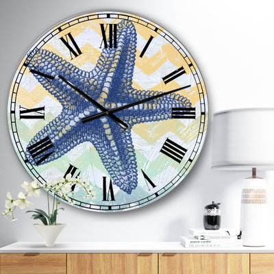 Chevron-étoile de poisson-7914 - Grande horloge murale nautique et côtière