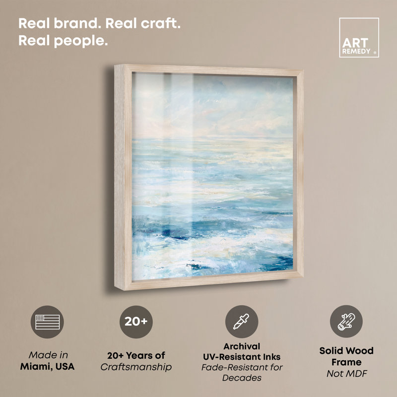 Décoration murale bord de mer Foam Crest II, H 20 po x l 16 po, Cadre en chêne naturel