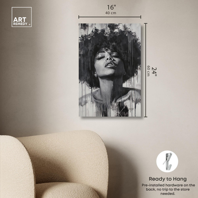 Profondeur du silence, toile d'art ébène par Art Remedy, Toile tendue, H 24 po x l 16 po
