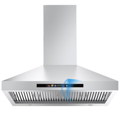 48 Inch 1000 CFM Wall Mount Range Hood,4 Speed Ducted Kitchen Hood in Stainless Steel with Dimmable LED Lights,Gesture/Touch/Remote Control