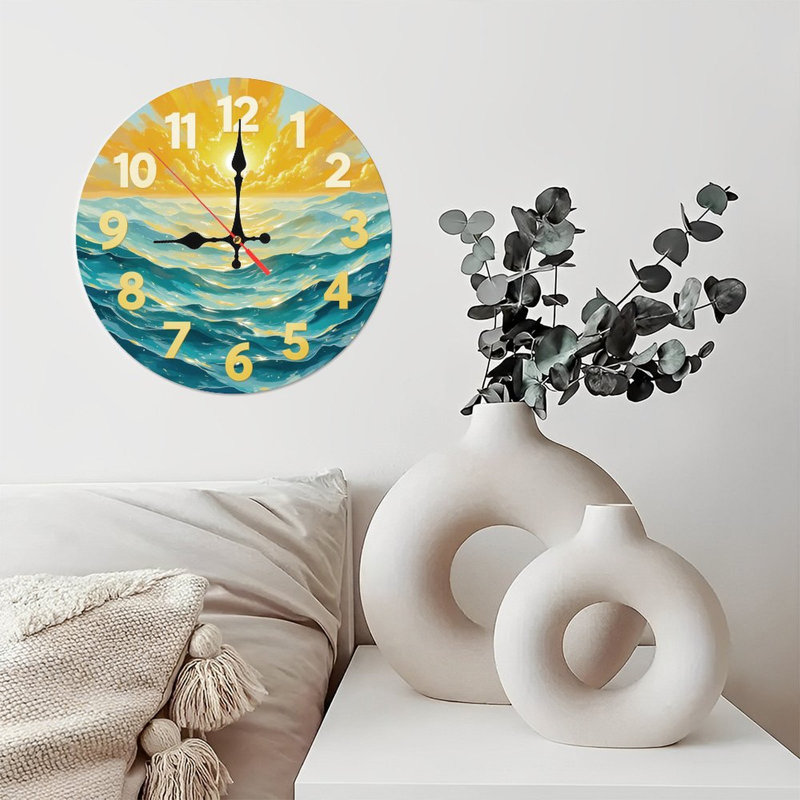 Clock Face With Ocean Sunrise Numbers