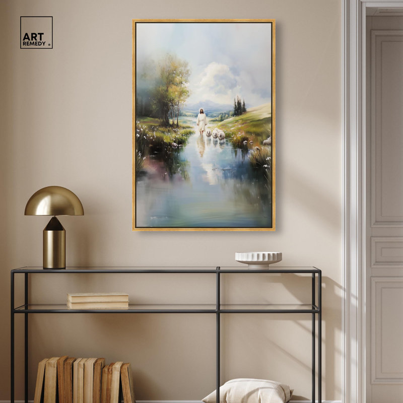 Reproduction d'art sur toile Caretaker's Calm Crossing II par Art Remedy, Cadre doré, H 37 po x l 25 po