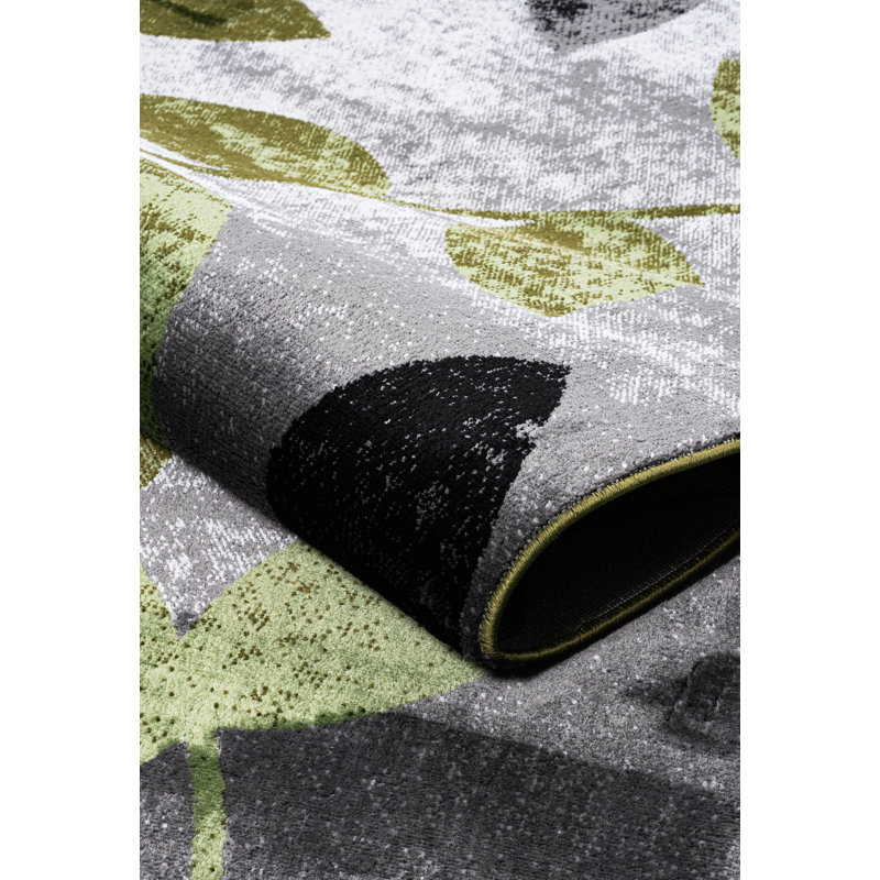 Abstract Area Rug, Green, Rectangle 120 x 170 cm