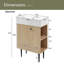 Meuble-lavabo en bois 21,6 po, armoire combinée, meuble de rangement pour salle de bain, lavabo simple en céramique