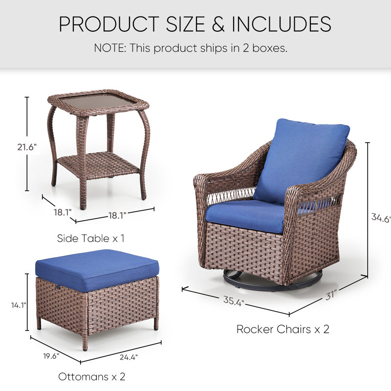 Fauteuil pivotant Quirama, Coussin bleu / cadre brun
