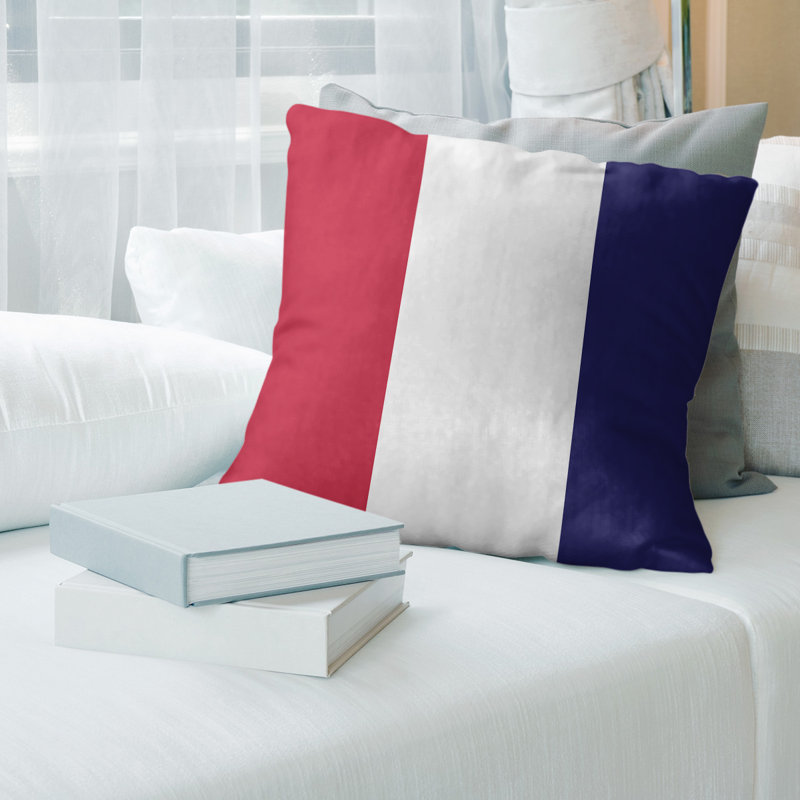 Housse de coussin St Louis, 26 po x 26 po, Jaune / Rouge / Blanc, Polyester / bourre de polyester