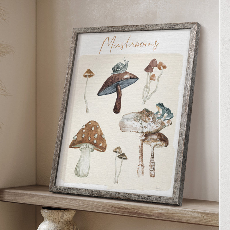 Mushroom Chart Framed Print - Solid Wood, 11" H x 9" W