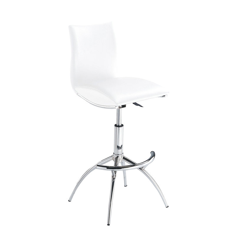 Tabourets de bar contemporains en cuir PU, hauteur réglable, blanc, 2 pièces avec tabourets modernes