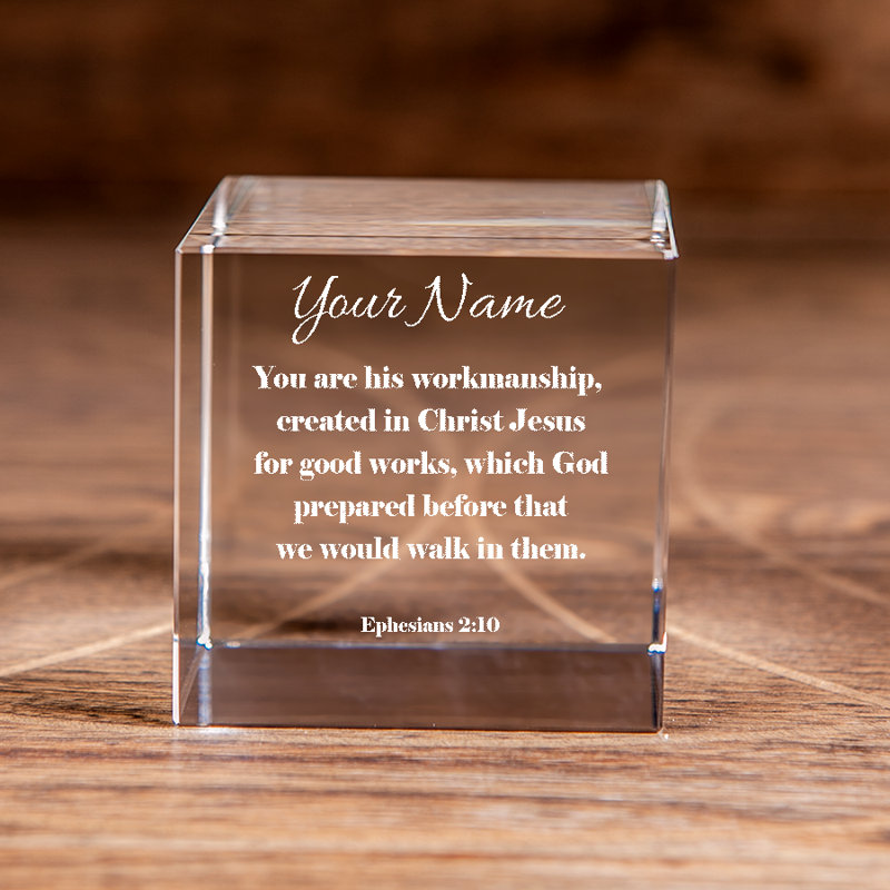 Cube en cristal taillé carré Jhet Personal Ephesians, H 3,15 po x l 3,15 po x P 3,15 po, Oui
