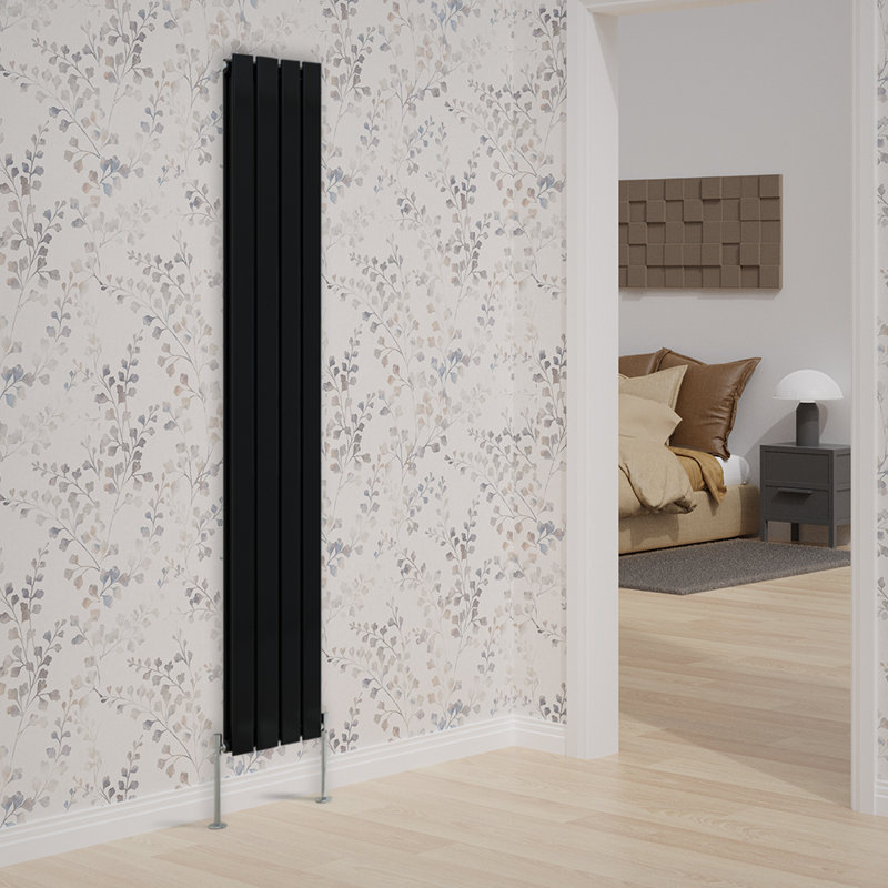 Vertical Double Flat Panel Radiators, Black, 1800cm H x 272cm W x 52cm D