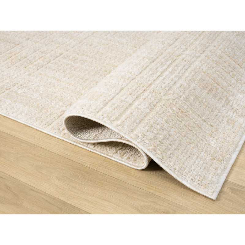 Tapis à motif écossais blanc / beige de la collection Nomad, 2 pi x 3 pi, Rectangle 2 pi 1 po x 3 pi 2 po