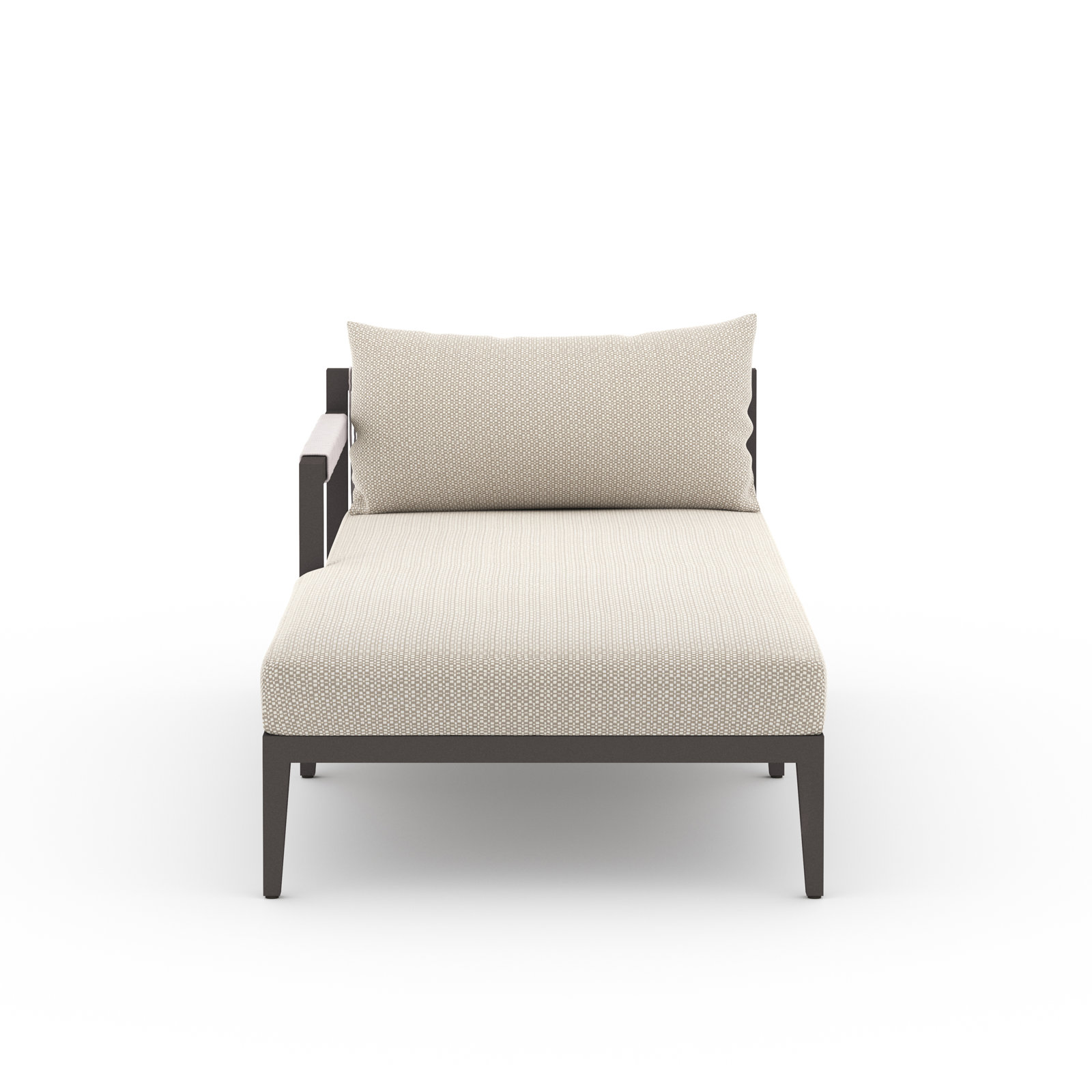 Kristine 33'' Outdoor Teak Chaise Lounge, Fiqa Cream Boucle, Black/Gray