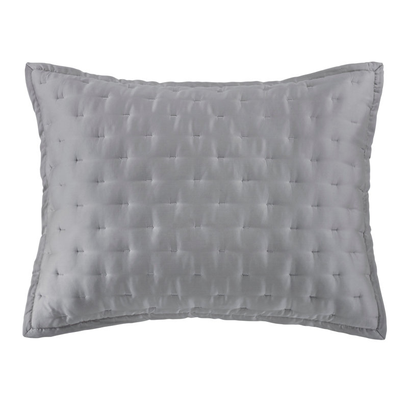 Eucalyptus Silky Soft Quilted Modern Contemporary Pillow Sham Set, Standard, Gray