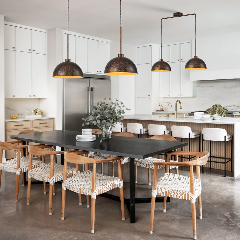 2 Light Dome Pendant Light Fixture With Metal Shade