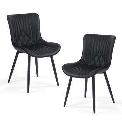 Jimma Faux Leather Upholstered Wingback Dining Chair with Iron Legs