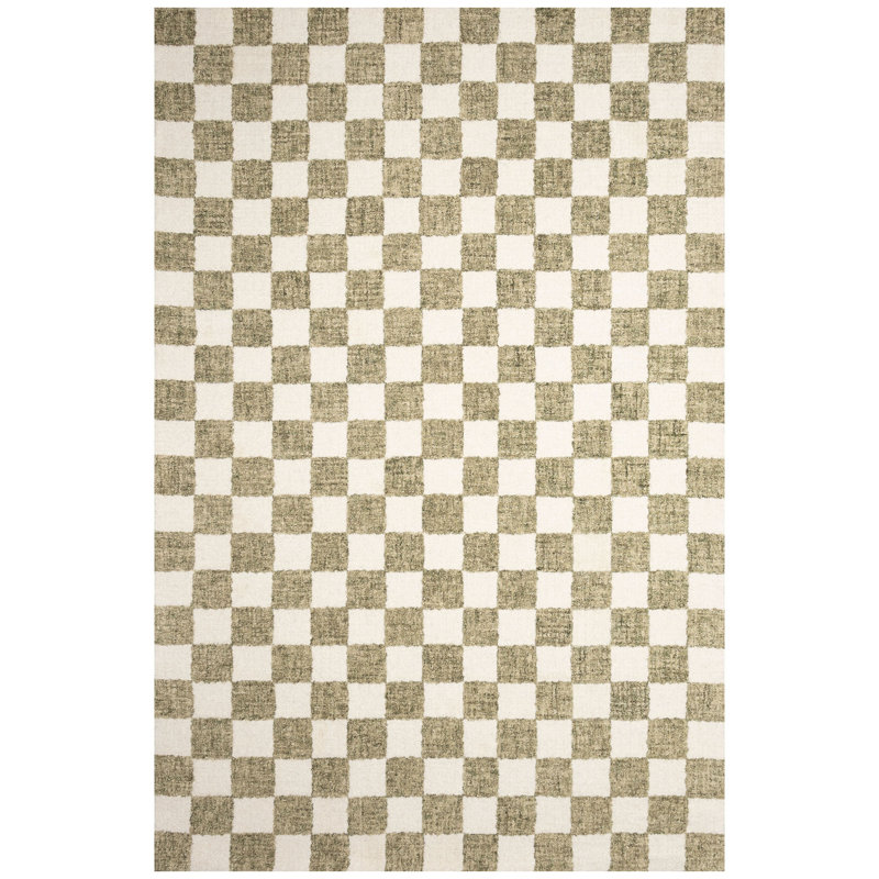 Grega Hand Tufted Wool Checkered Indoor Rug, Rectangle 3'6" x 5'6"