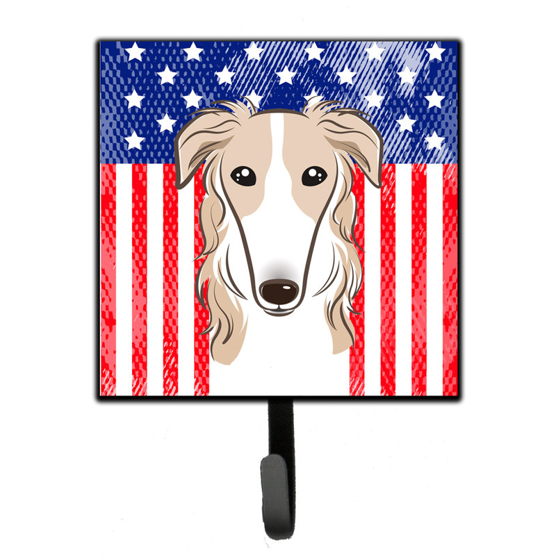Porte-clés mural Monreal American Flag and Retriever, Bleu / rouge / brun clair, Barzoï
