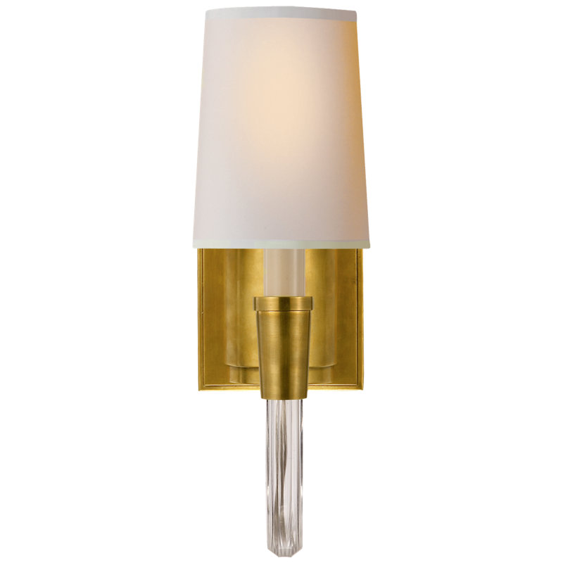 Thomas O'Brien Vivian Single Sconce, Hand-Rubbed Antique Brass, Fabric