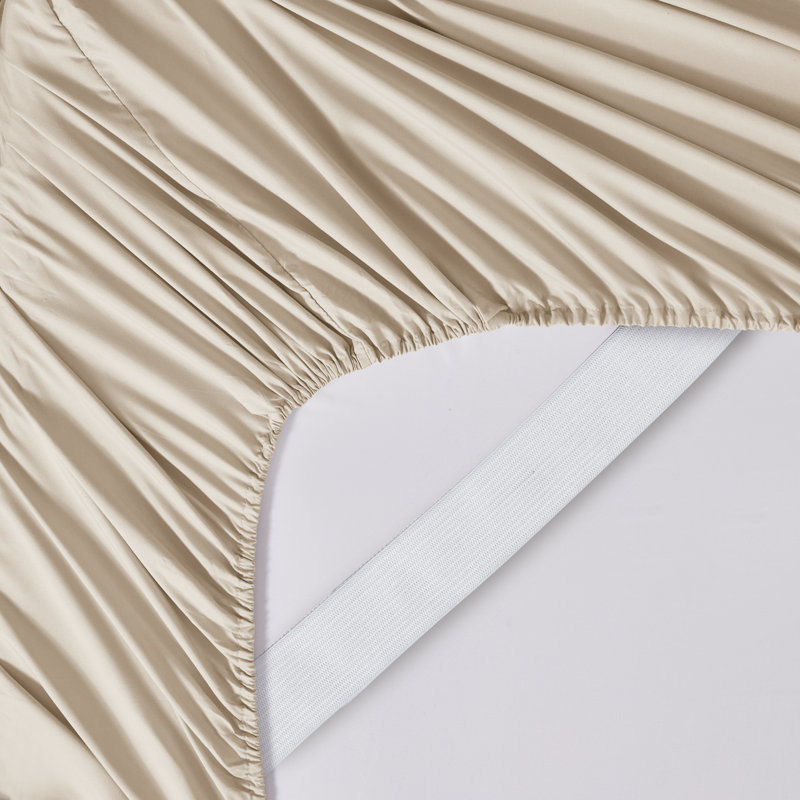 Draps de fond en microfibre brossée avec sangles en feuille intégrées, Crème, Drap-housse de taille simple