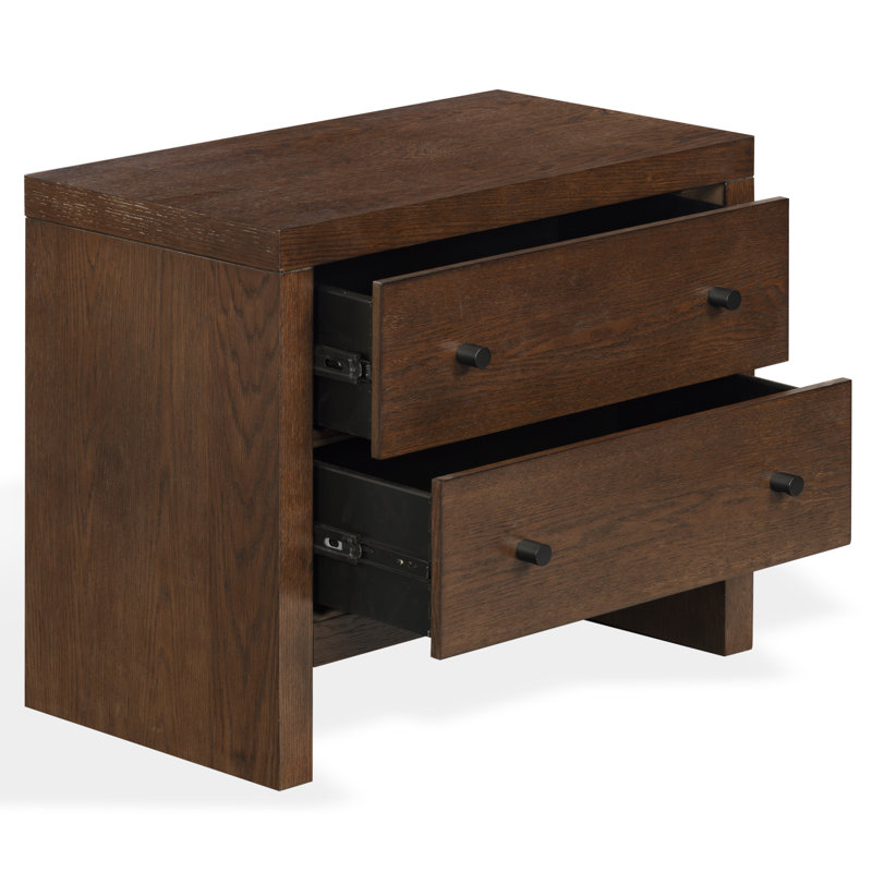 Frederick 2 Drawer Wood Nightstand, Dark Walnut