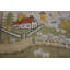 Small Antique American Folk Art Prairie Town Farm Animal Scene Hooked Rug
