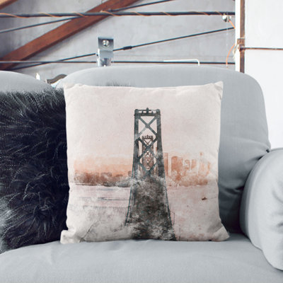 Bridge in San Francisco Cushion with Filling