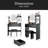 Round LED Mirror Vanity Table + Soft Cushion Stool Set, Large Mirror