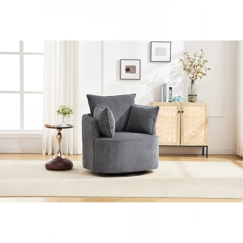 Fauteuil d'appoint pivotant blanc, fauteuil demi-tonneau pivotant rond, fauteuil, fauteuil rembourré, fauteuil de lecture, fauteuil de lecture, fauteuil simple, bureau de chambre à coucher