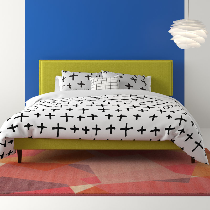 Modway Camille Fabric Platform Bed with Squared Tapered Legs, Gray, Full