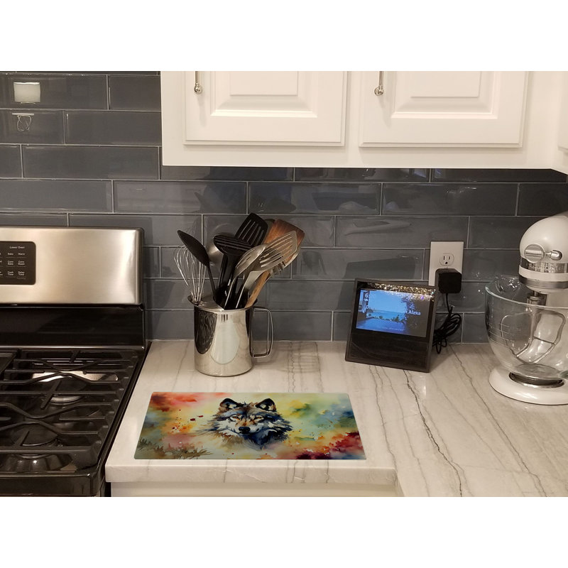 Wolves Wolf  Glass Cutting Board Large