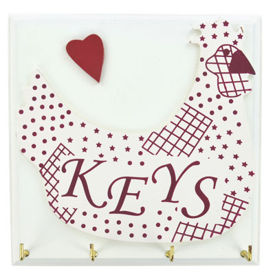 Wood Wall Organizer with Key Hooks