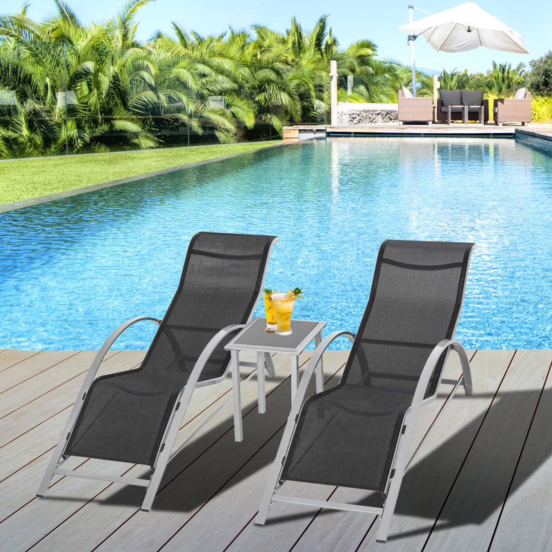 169cm Long Reclining Chaise Lounge Set