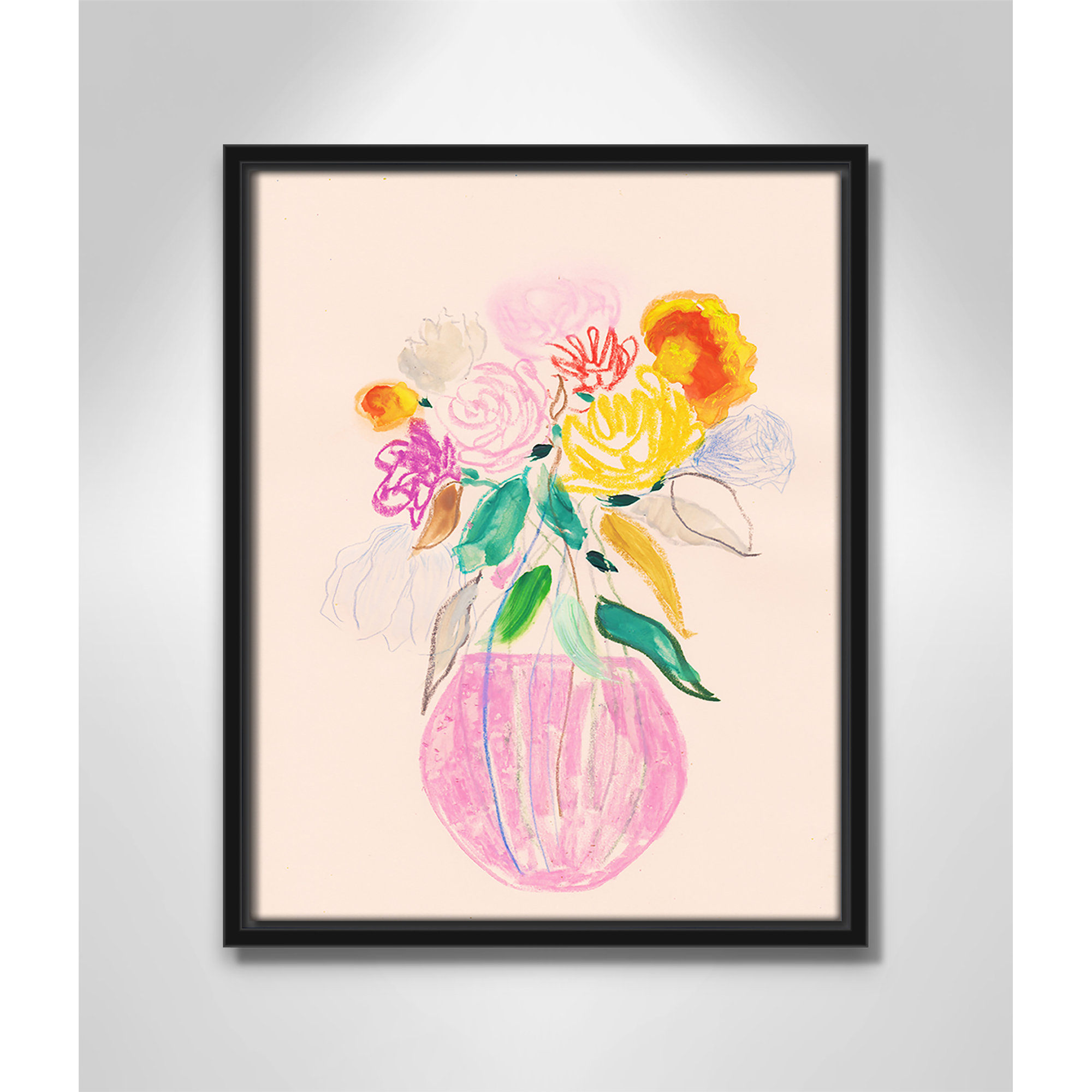Simple Floral I Print by Bea Dina, Black Floater Framed Canvas, No Mat, 15.5" H x 12.5" W x 2" D