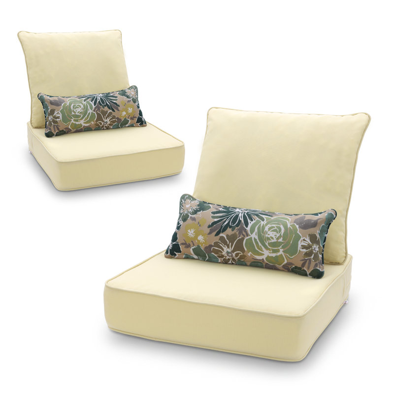 Ensemble de coussins de siège d'extérieur, Jaune crème, L 22 po x P 24 po