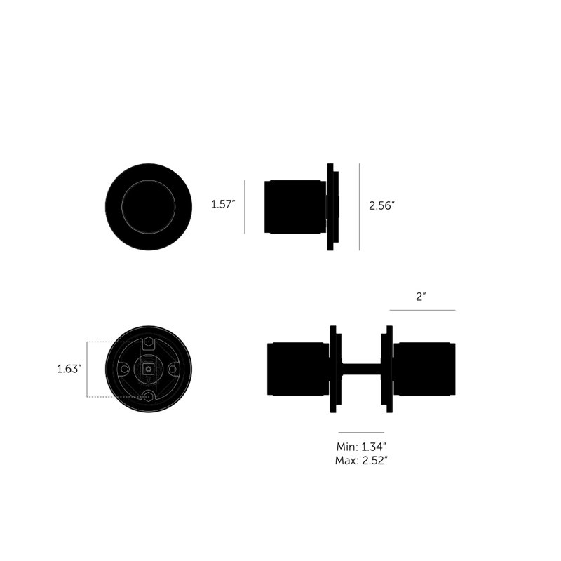 Cylindrical Knob with Round Rosette, Gun Metal