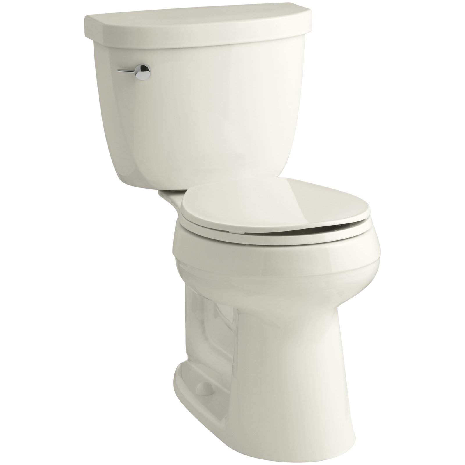 Cimarron 1.6 GPF Round Two-Piece toilet (Seat Not Included), Biscuit, Left-Hand