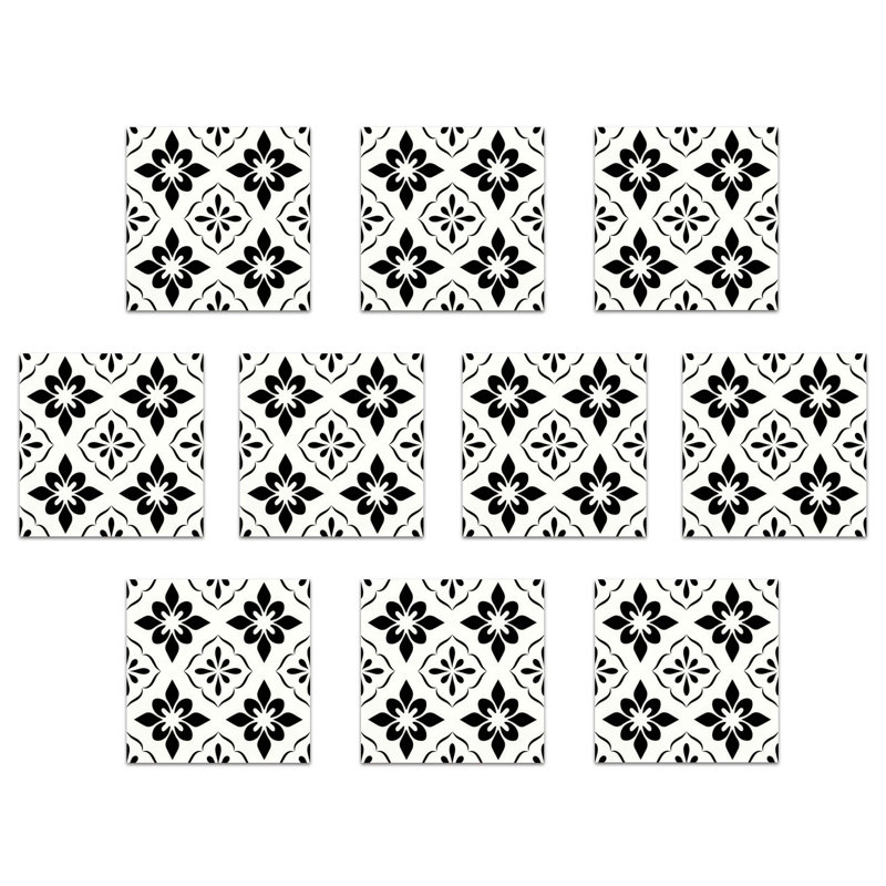 12 In. X 12 In. Vinyl Peel And Stick Backsplash Stickers, Wall Tile For Kitchen, Black (10 Sq. Ft.)